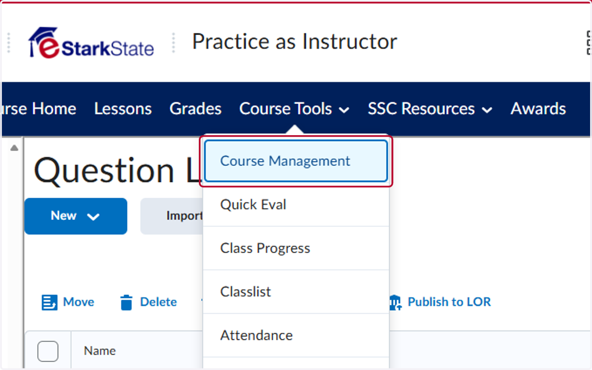 Click on Course Management
