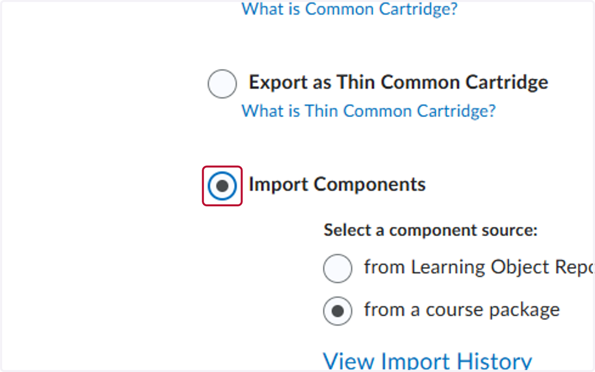 Select Import Components