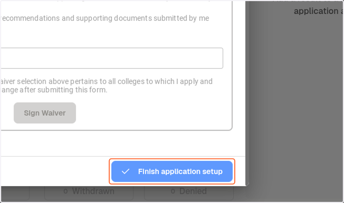 Click on Finish application setup