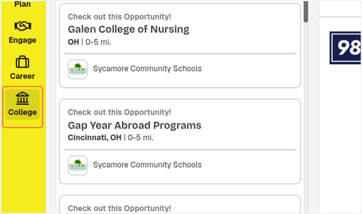 Click on College