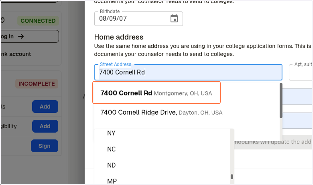 Enter your address