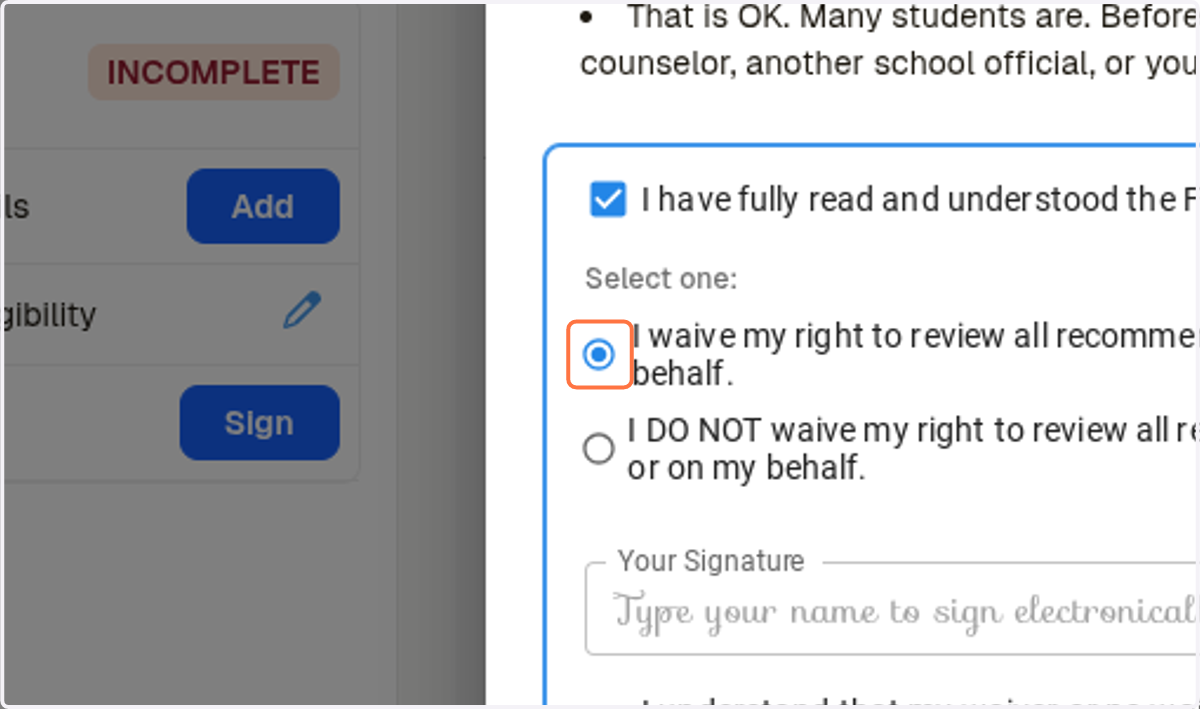 Review the options and select one.
