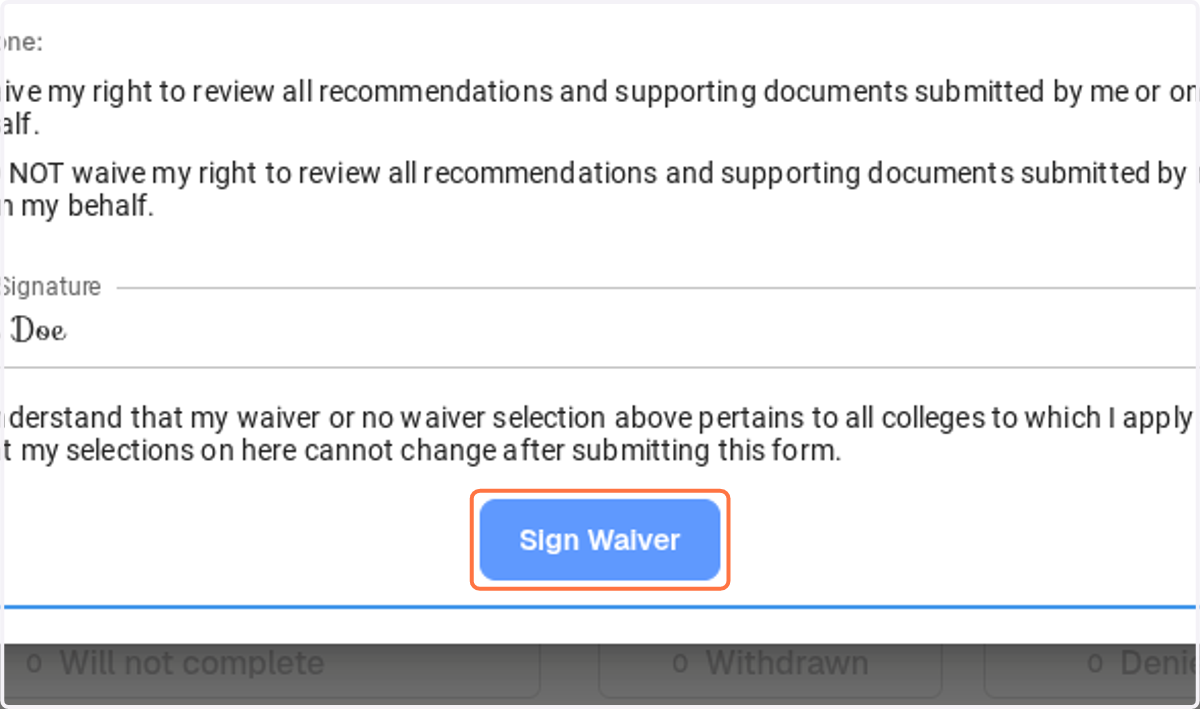 Click on Sign Waiver