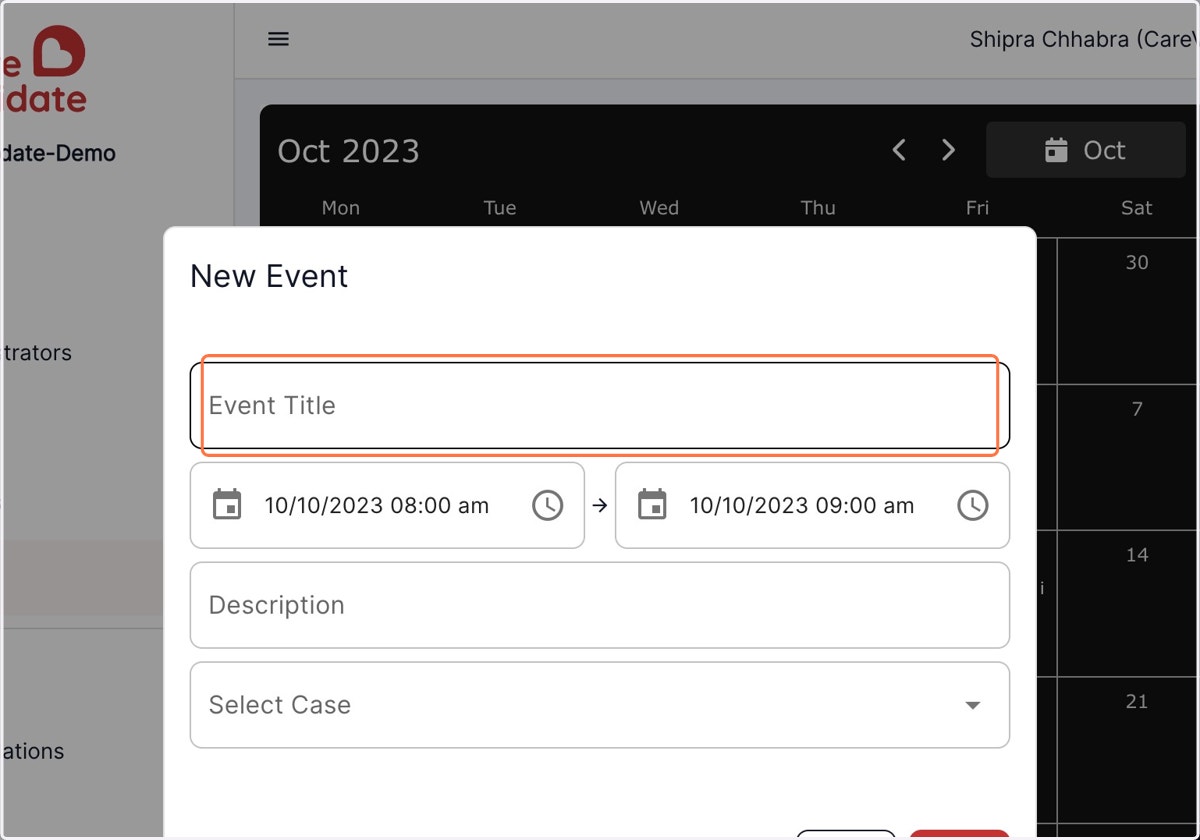 Click on Event Title