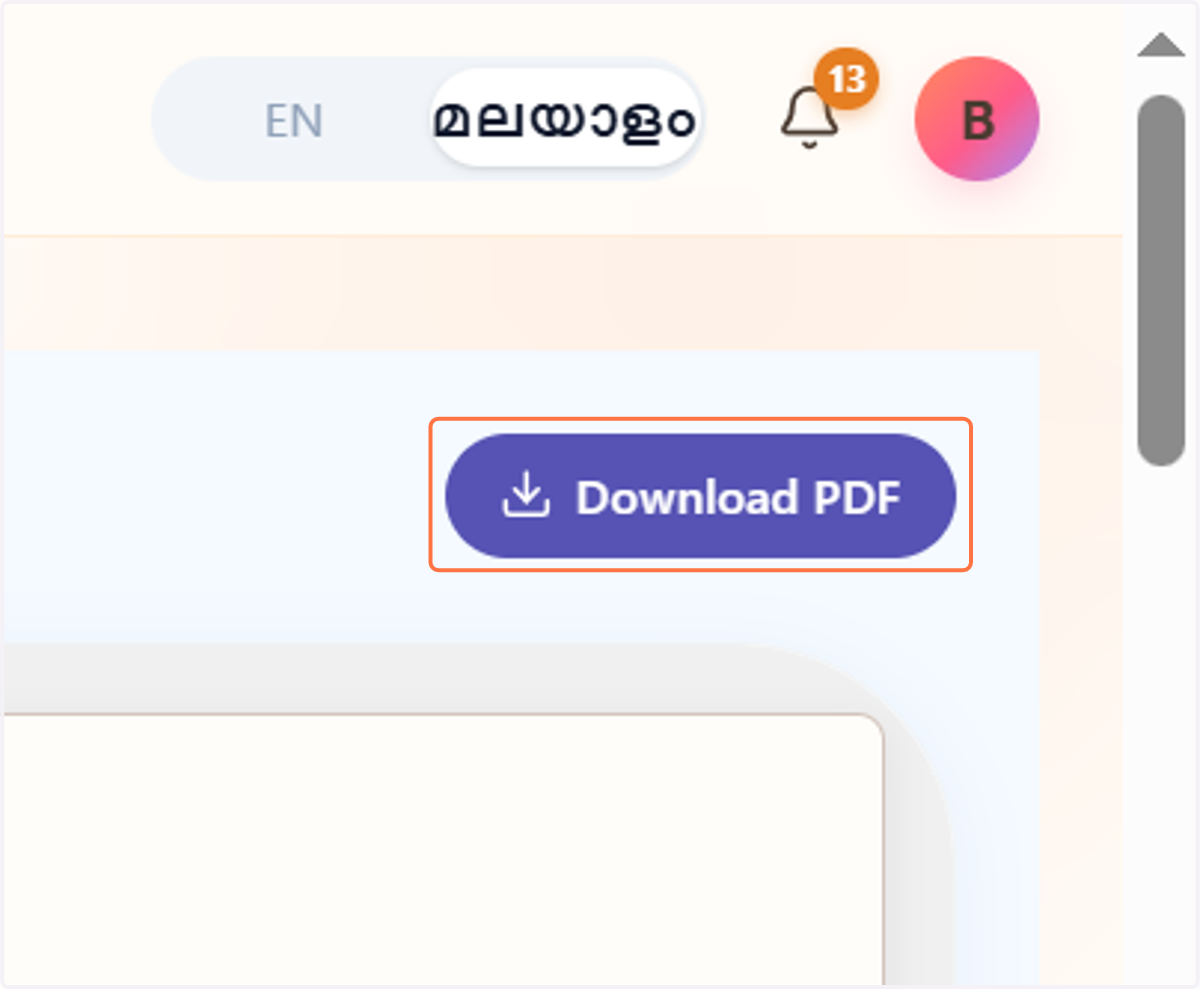 You can click "Download PDF" to download the lesson plan as a PDF. ലെസൺ പ്ലാൻ PDF ആയി ഡൗൺലോഡ് ചെയ്യാൻ "Download" എന്നതിൽ ക്ലിക്ക് ചെയ്യുക.