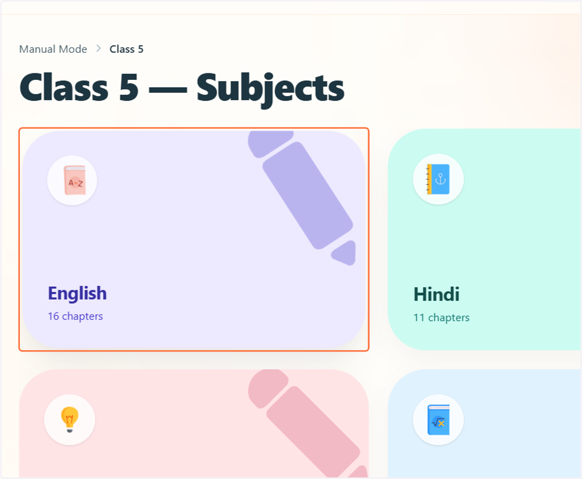 Select the subject for which you want to create a lesson plan. നിങ്ങൾ ലെസൺ പ്ലാൻ തയ്യാറാക്കാൻ ആഗ്രഹിക്കുന്ന വിഷയം തിരഞ്ഞെടുക്കുക.