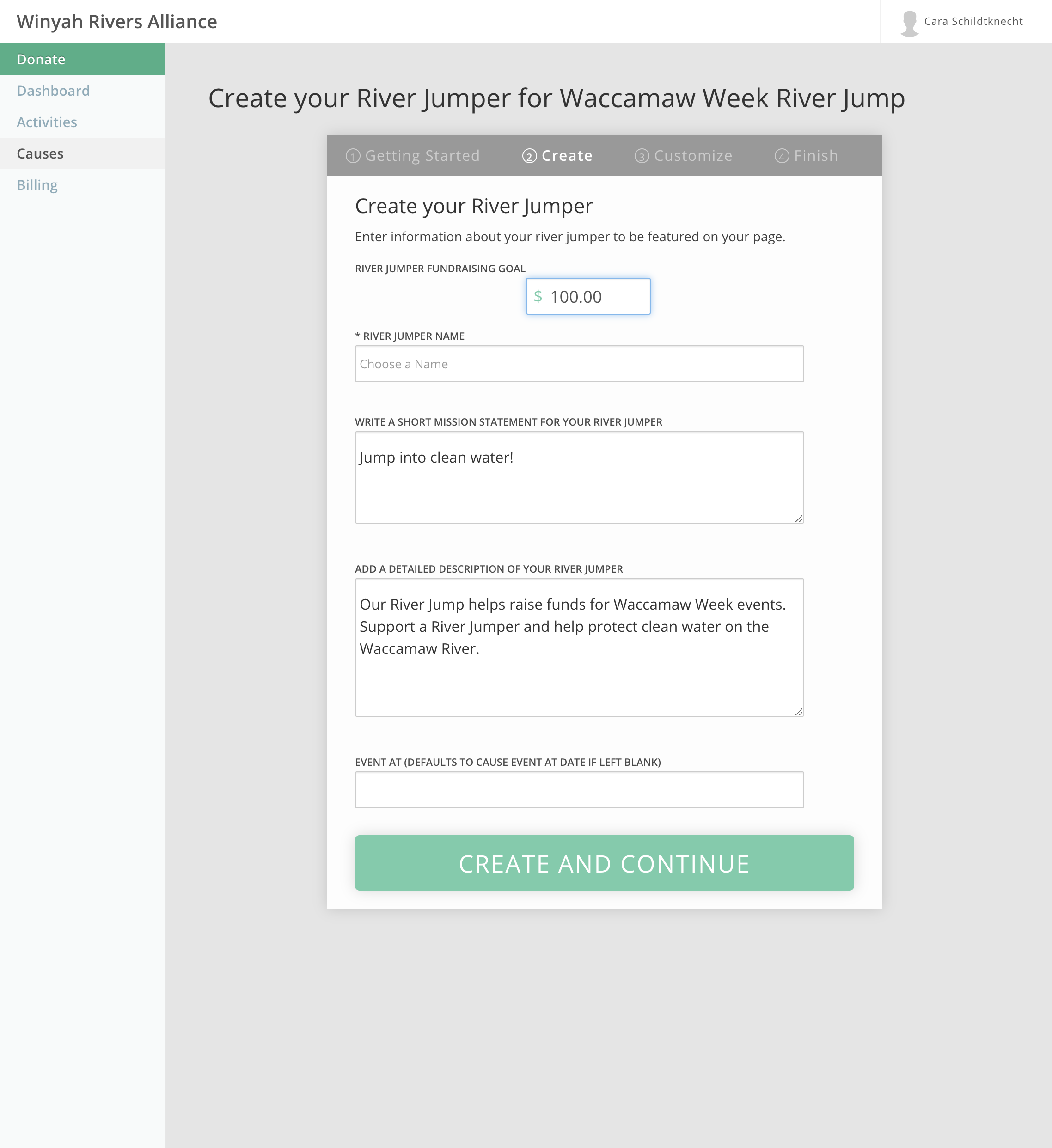 Enter your Fundraising Goal - you get to chose the amount.