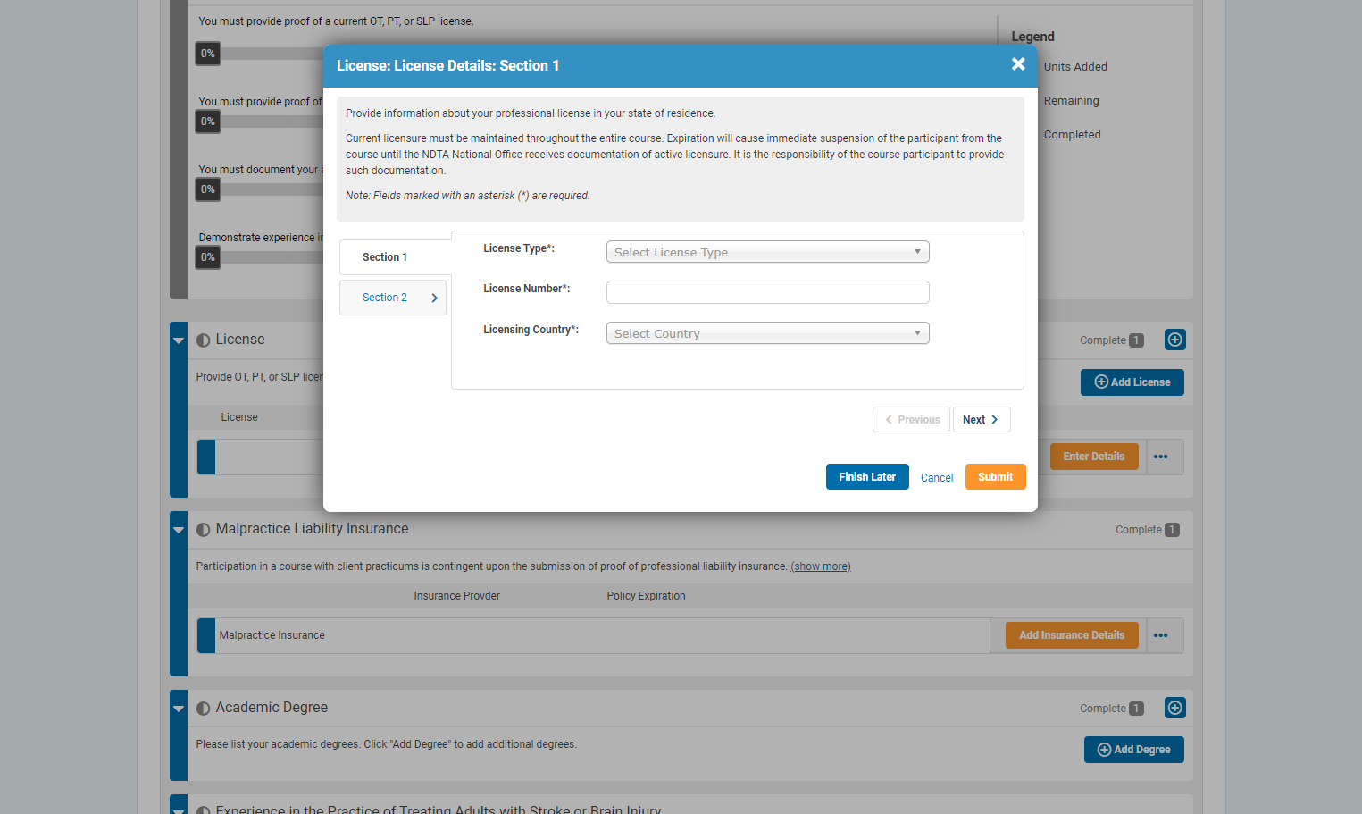 Click on License: License Details: Section 1…