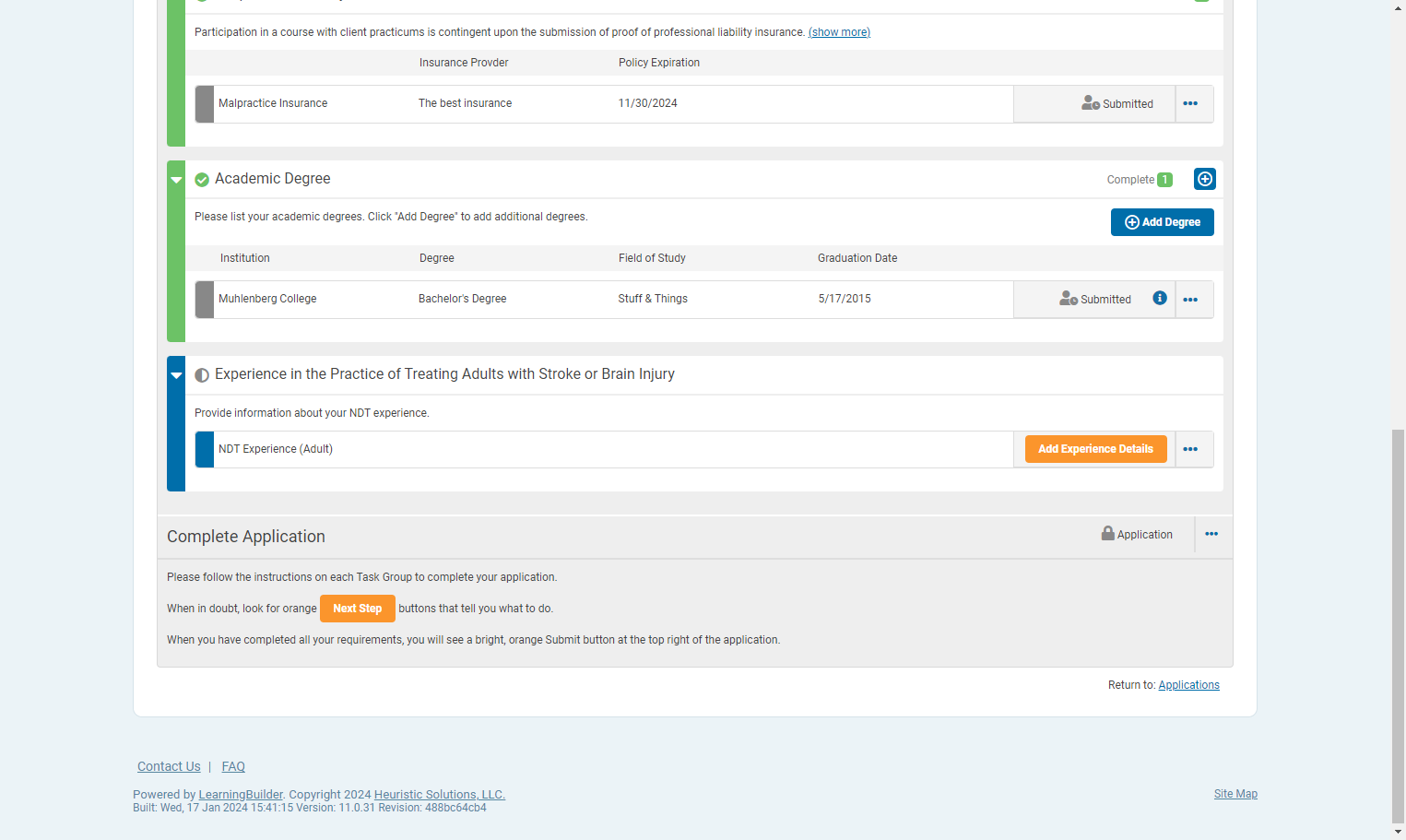 Click on Add Experience Details