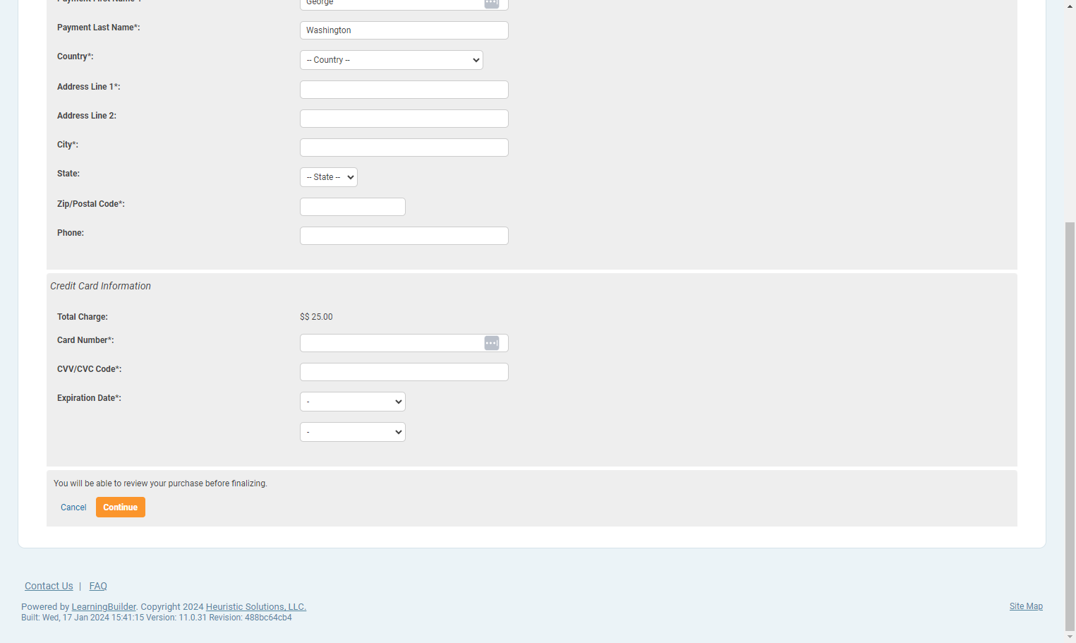 Please fill out all requested fields.