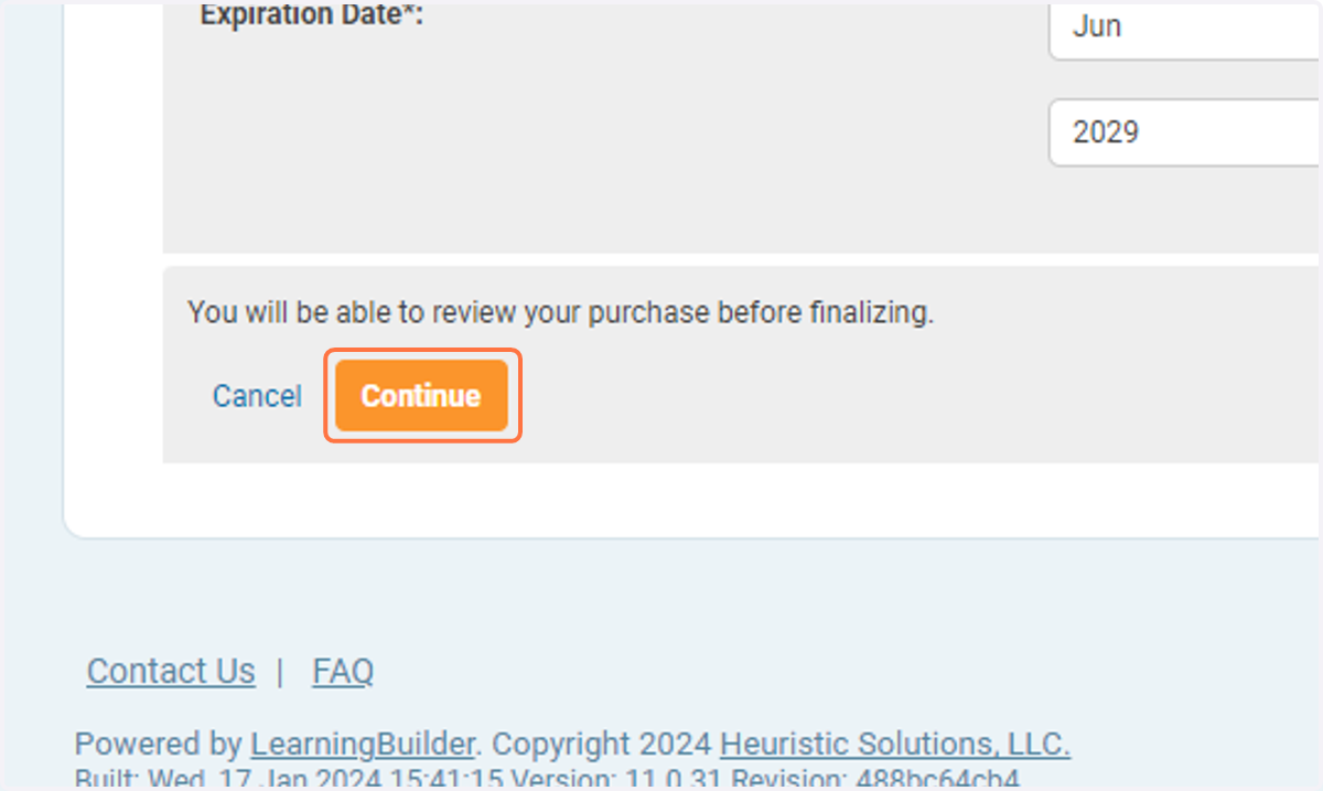 Click on Continue and complete your purchase