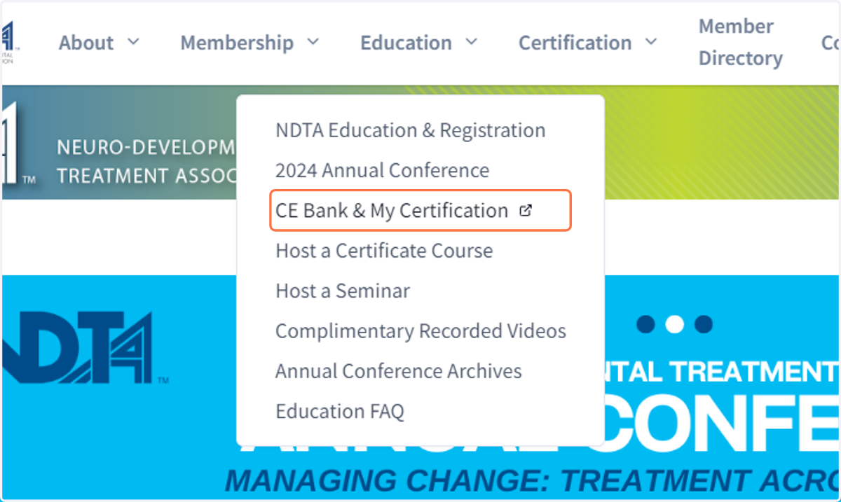 Click on CE Bank & My Certification