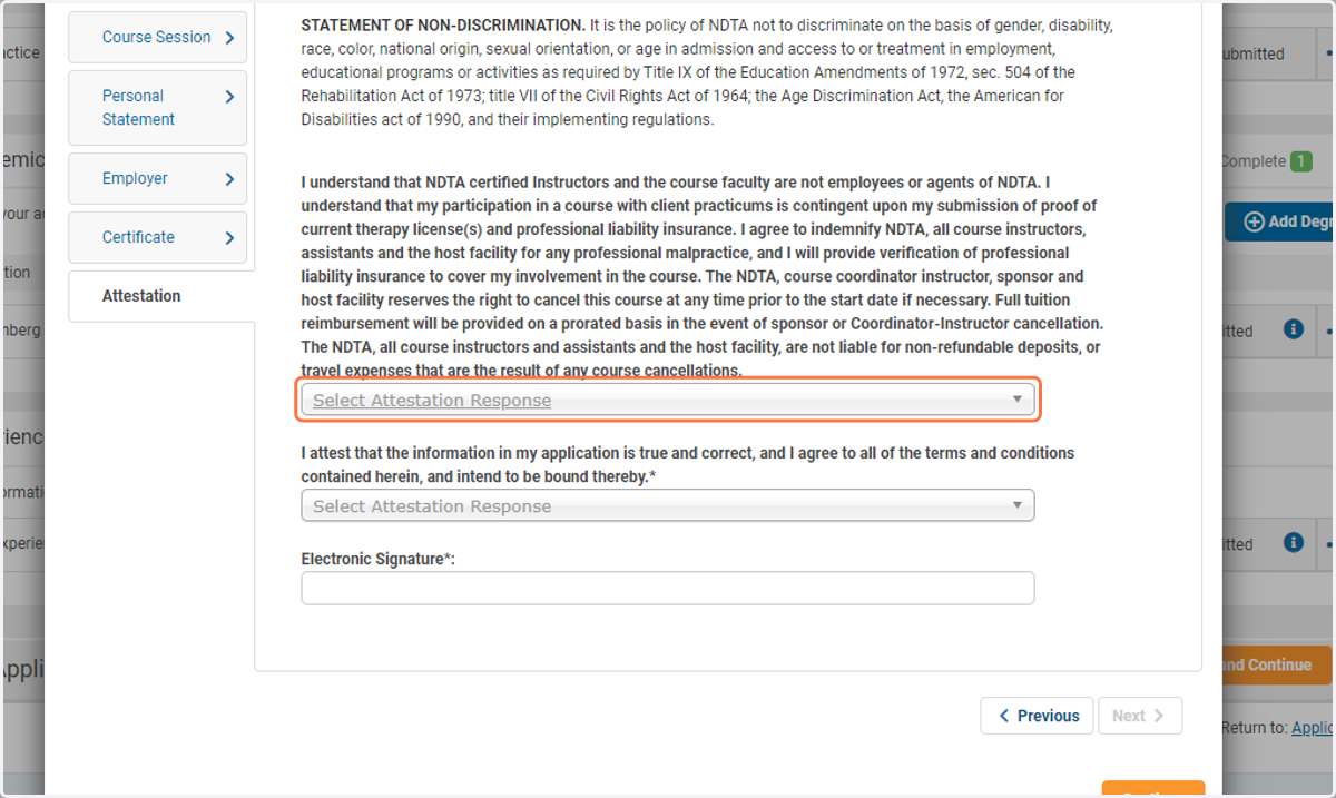 Click on Select Attestation Response