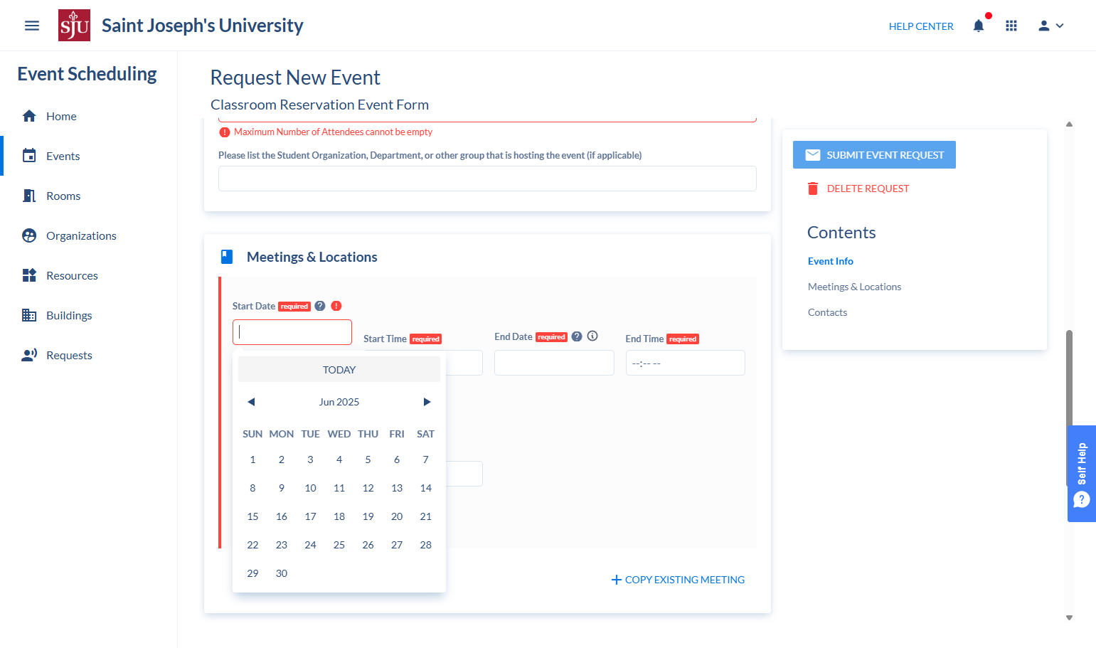 To create a recurring meeting time, select the start date of the first meeting.