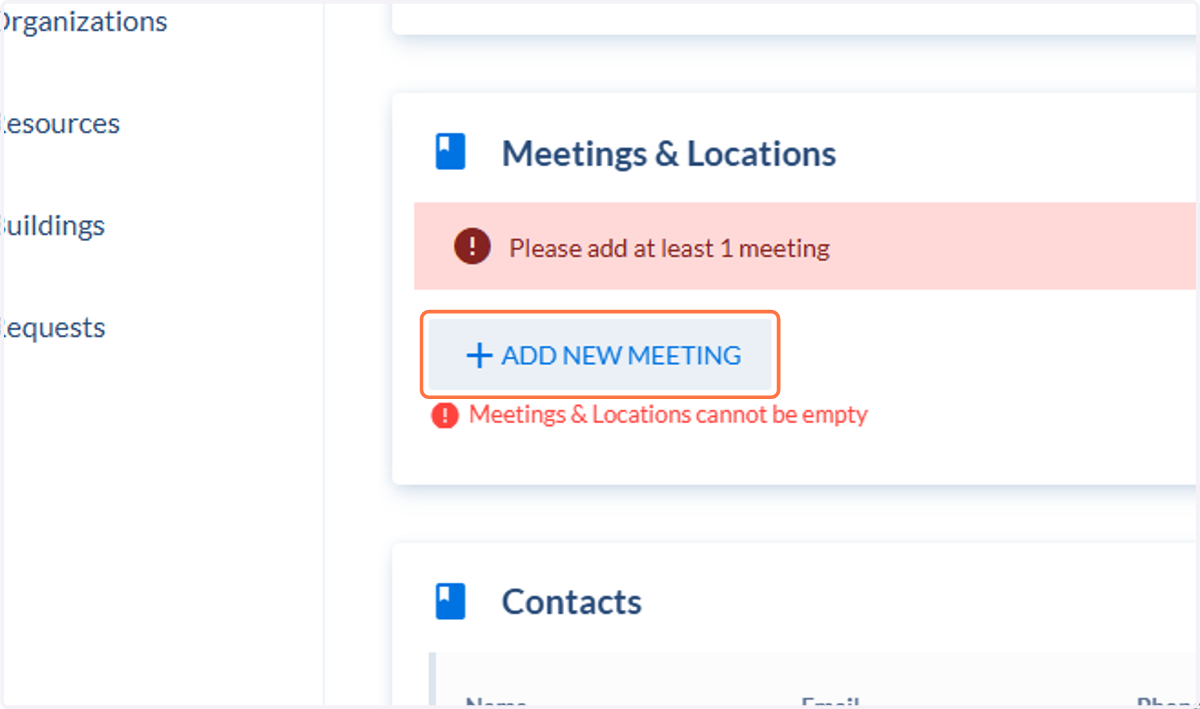 Click on Add new meeting