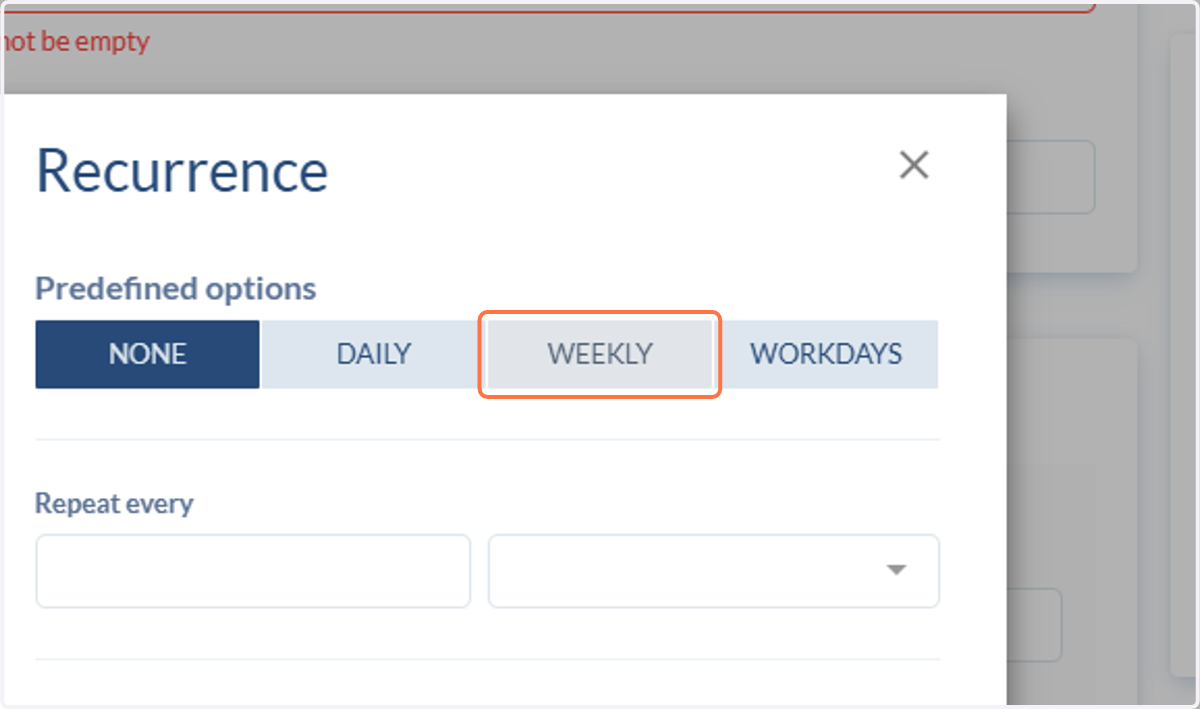 Select daily, weekly, or workdays