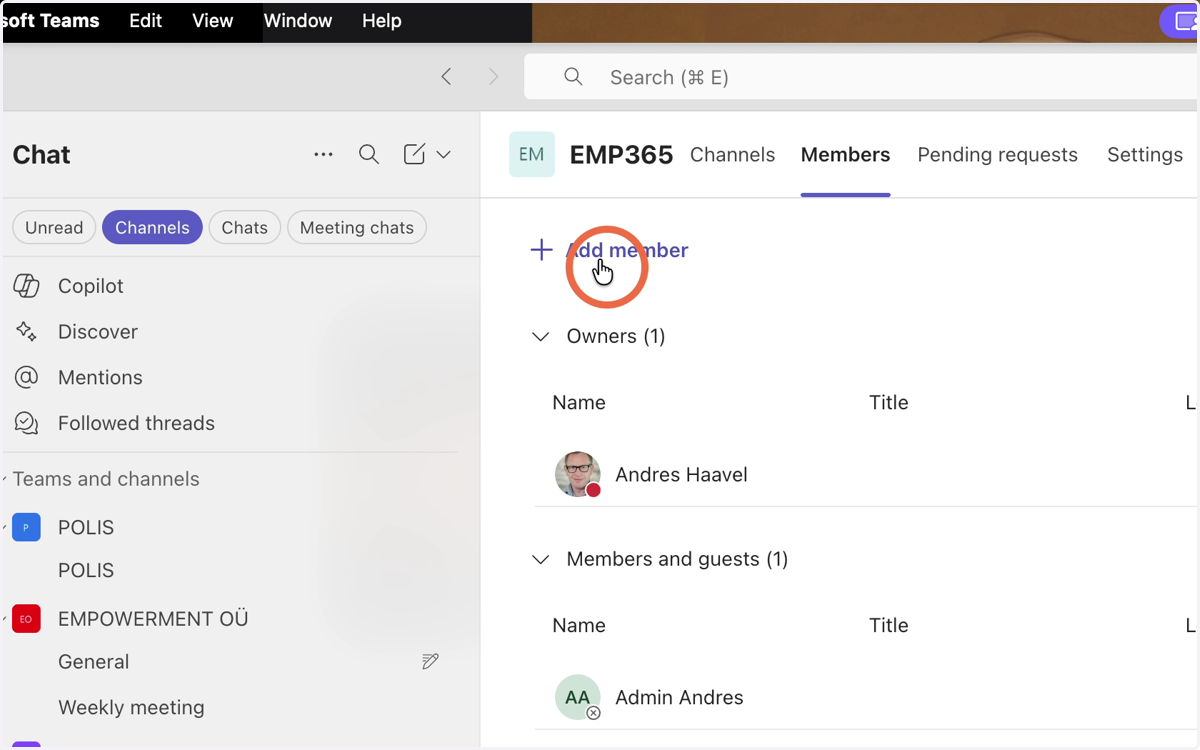 Click - Add member