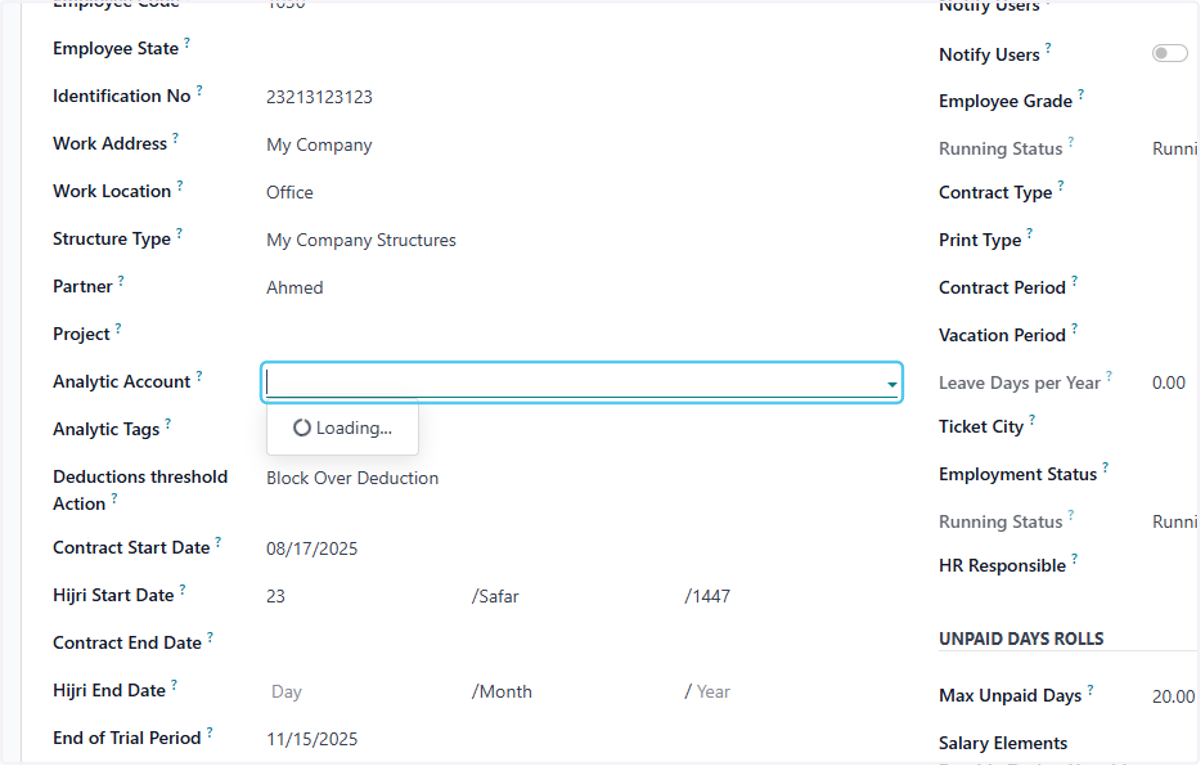 Click on Analytic Account?