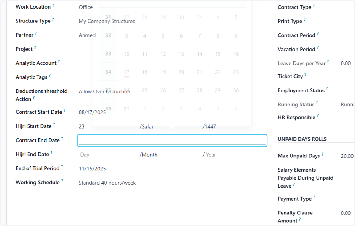 Click on Contract End Date?