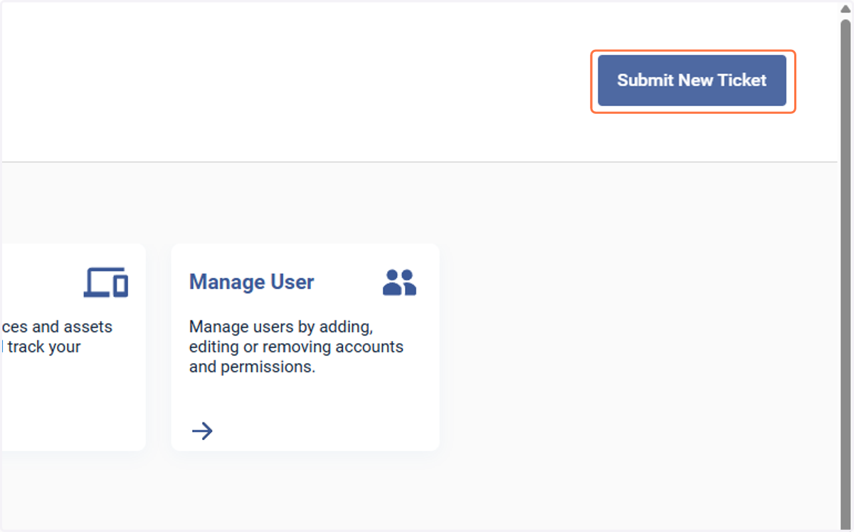 To create a new ticket, click "Submit New Ticket"