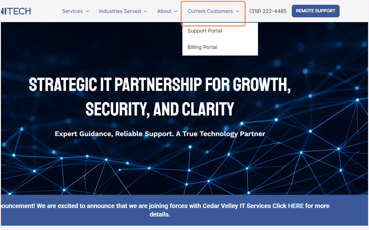 Click on Current Customers
