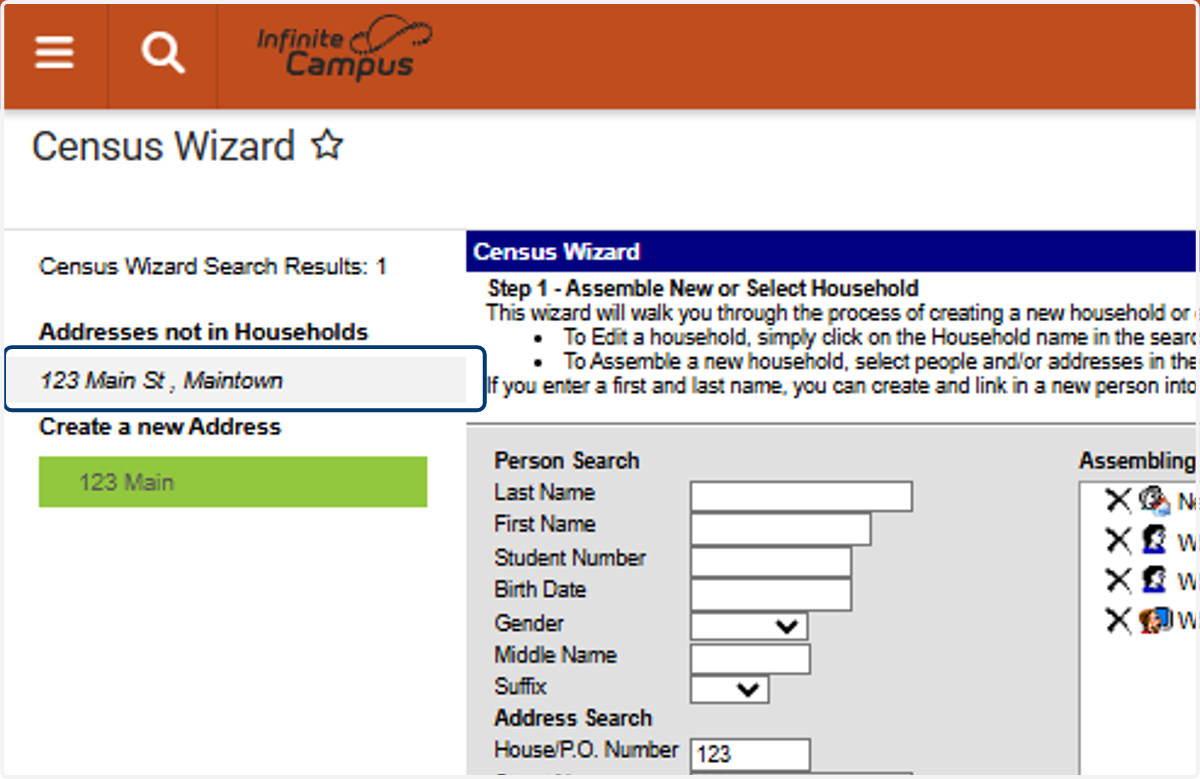Select the existing address or create a new one if it does not already exist