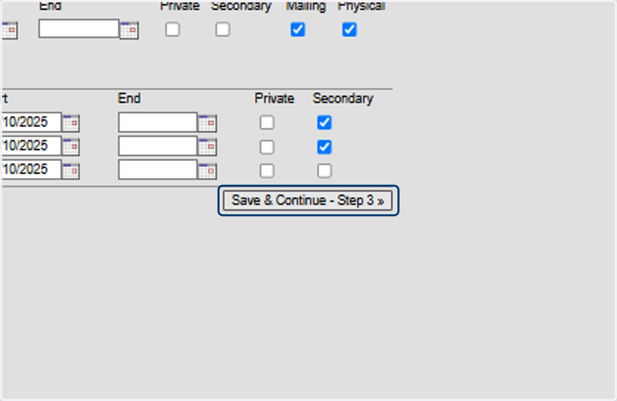 Click on Save & Continue - Step 3