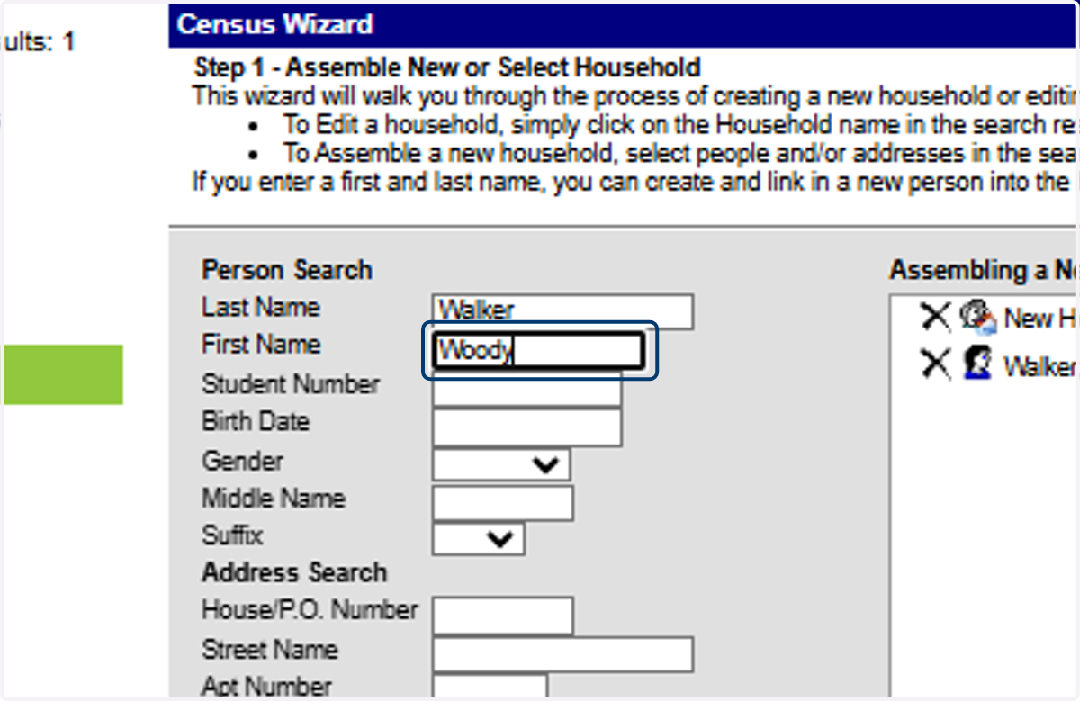 Continue with the next Household Member's Name