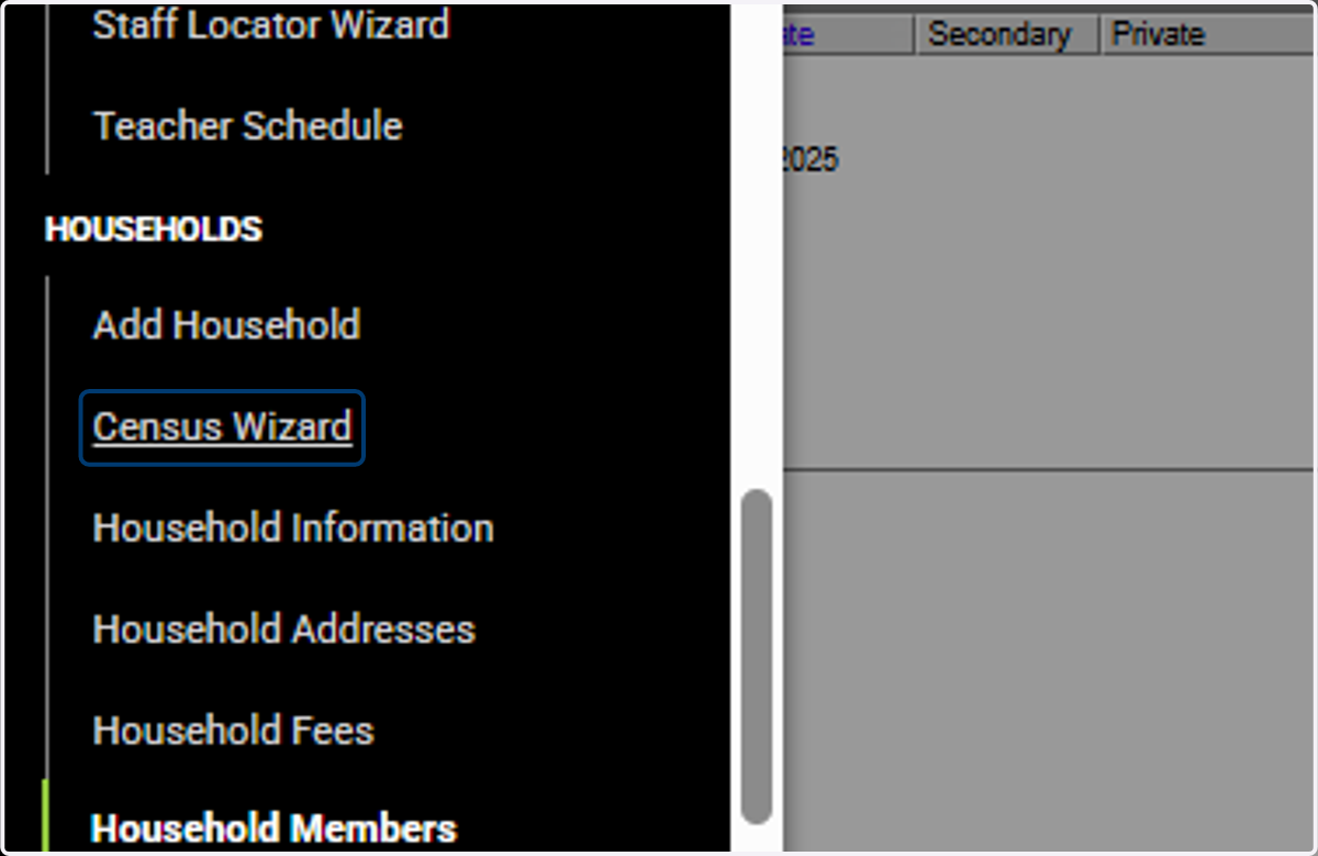 Click on Census Wizard