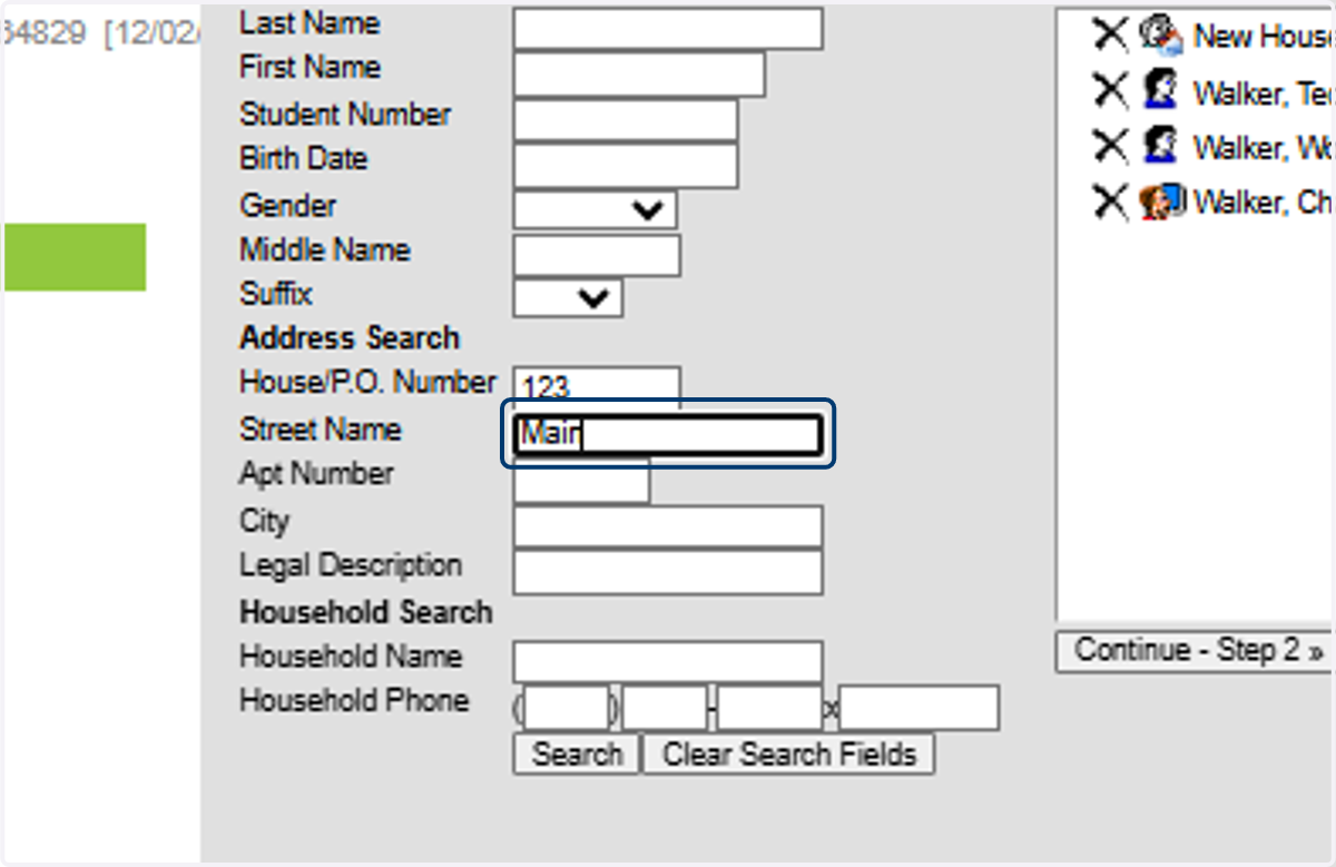 Enter the Address of the Household