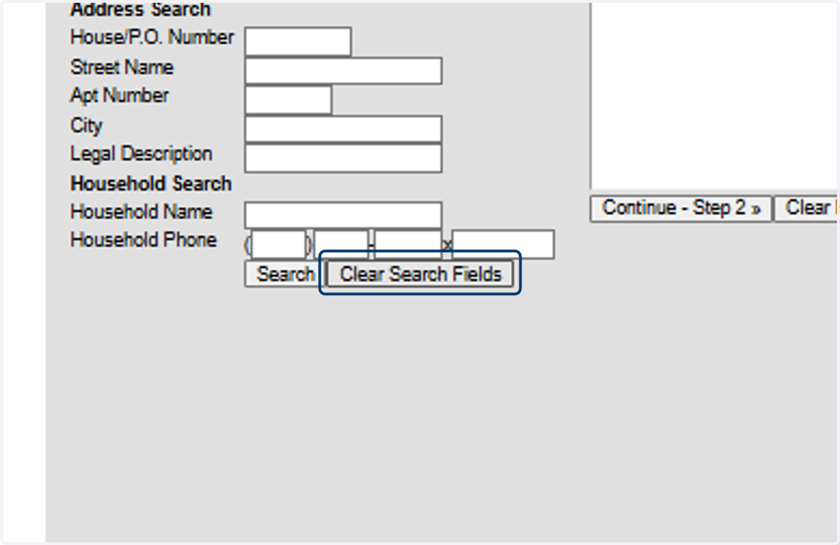 Click on Clear Search Fields