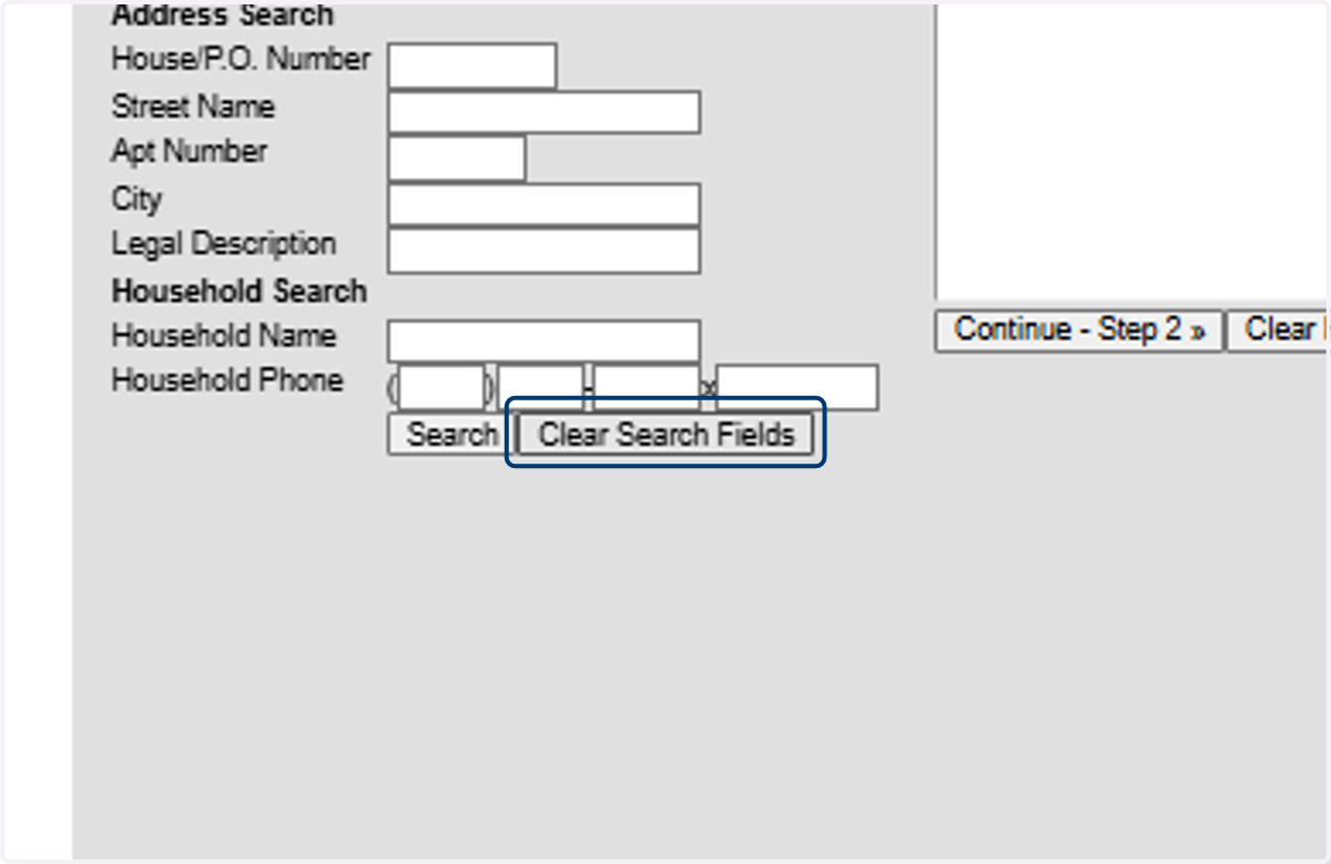 Click on Clear Search Fields