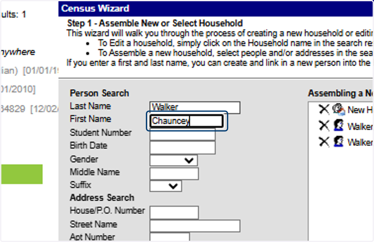 Enter the next Household Member's Name- if applicable
