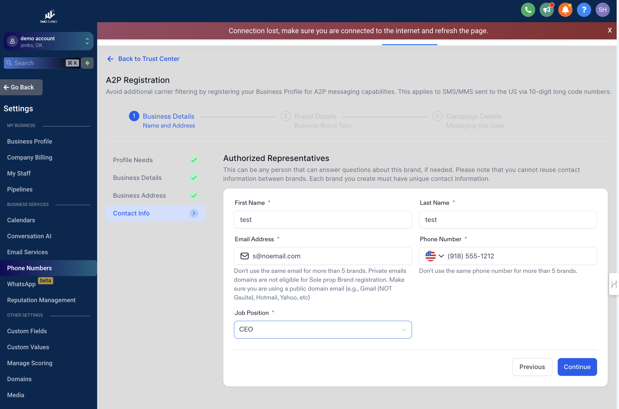 Verify Information and continue.