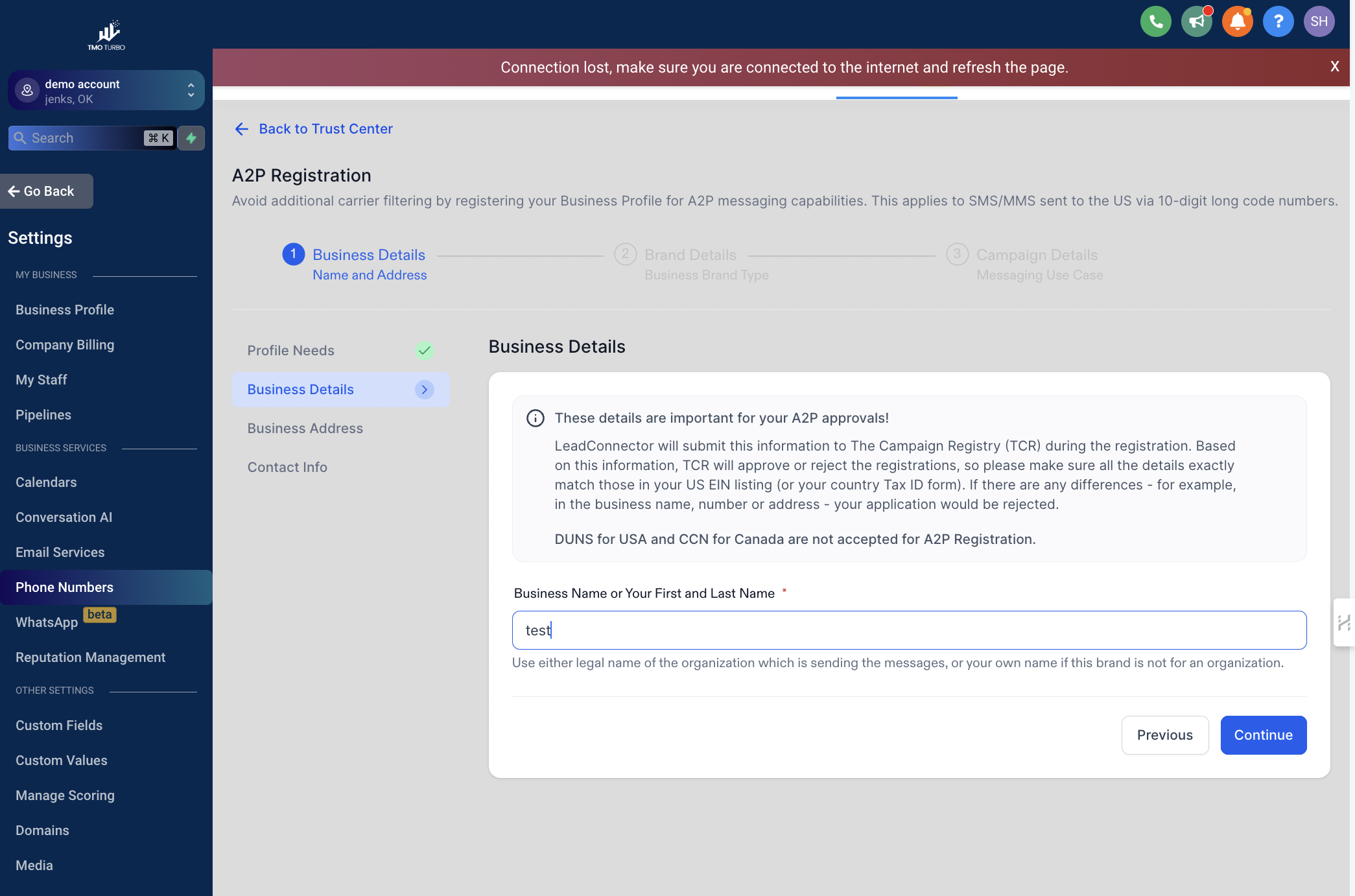 Verify Information and continue.