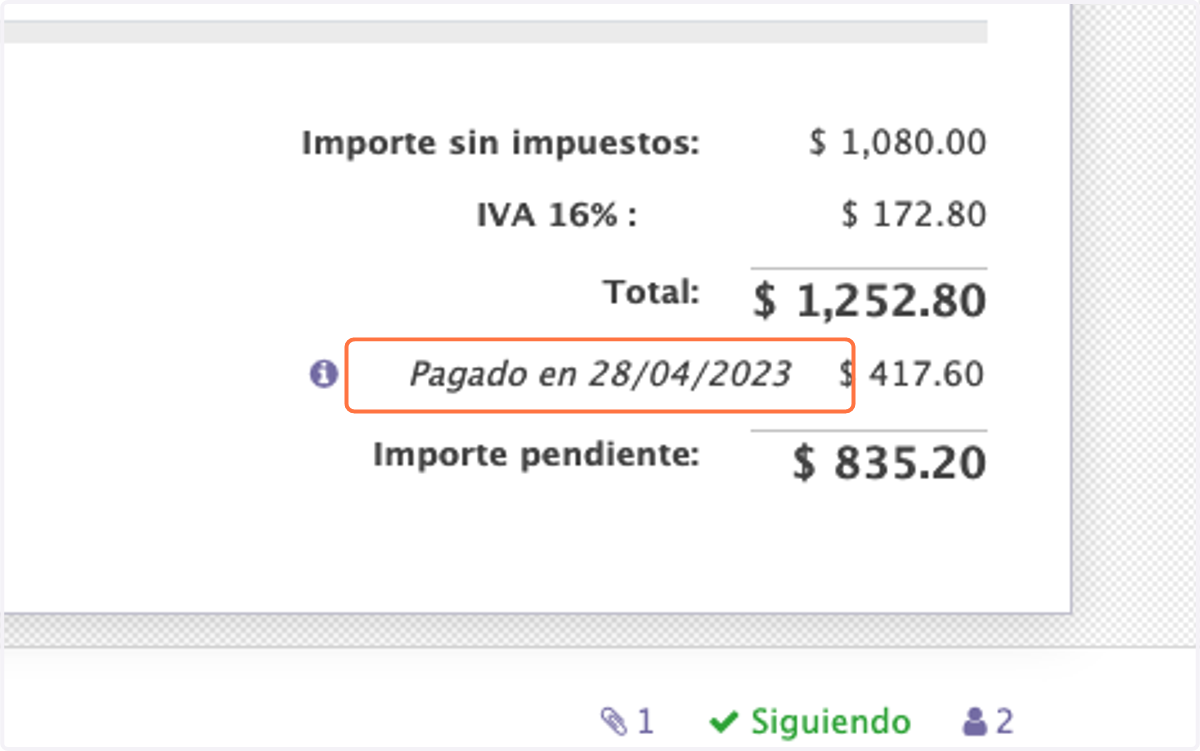Observamos como se abono a la factura el monto de la Nota de Credito