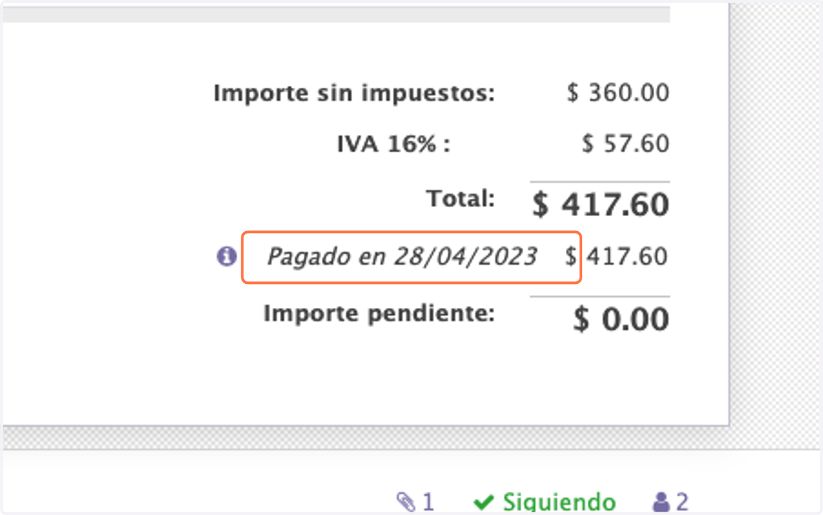 Observamos que la nota de crédito fue aplicada en la fecha y monto