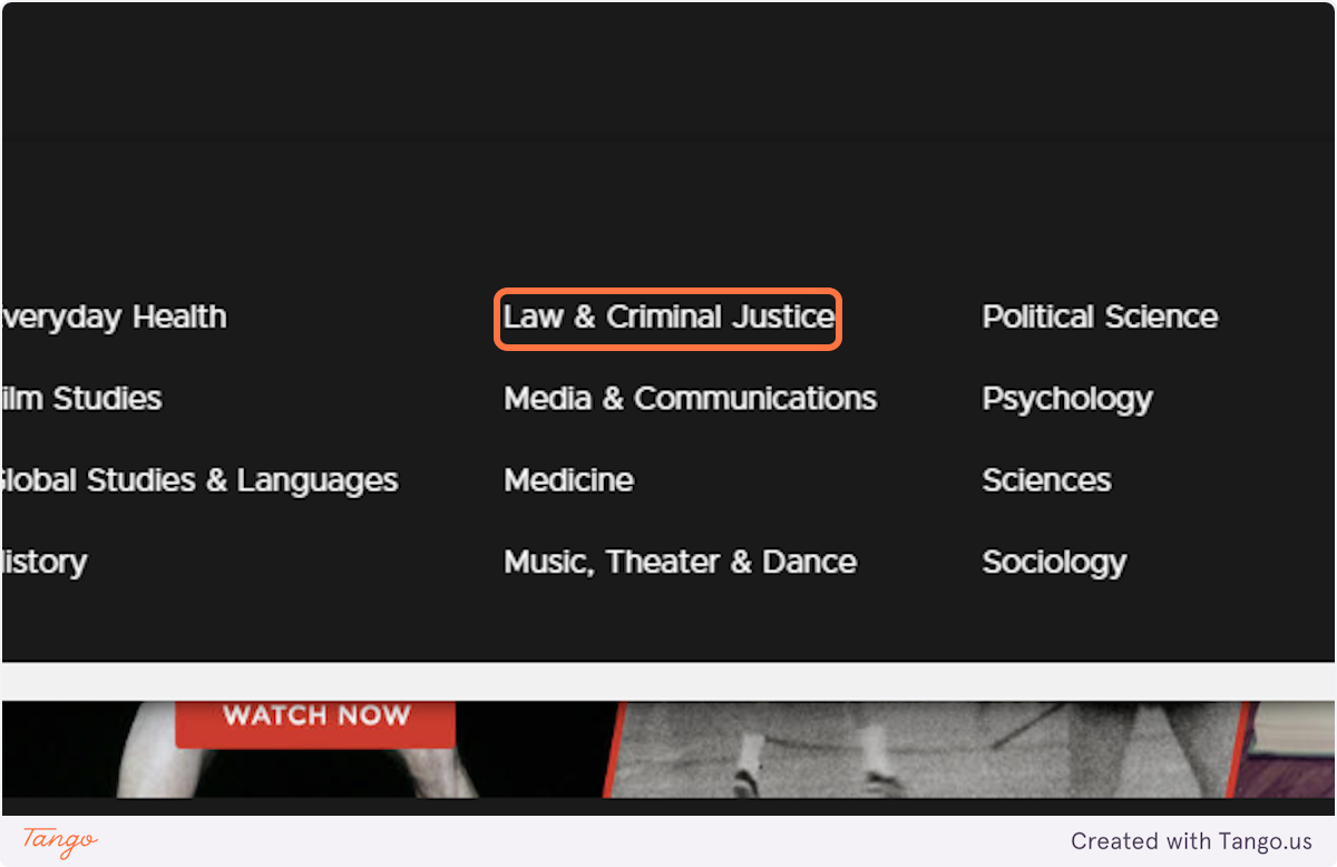 You can also search by keywords or use the Browse menu to see films in a subject area, such as Law & Criminal Justice