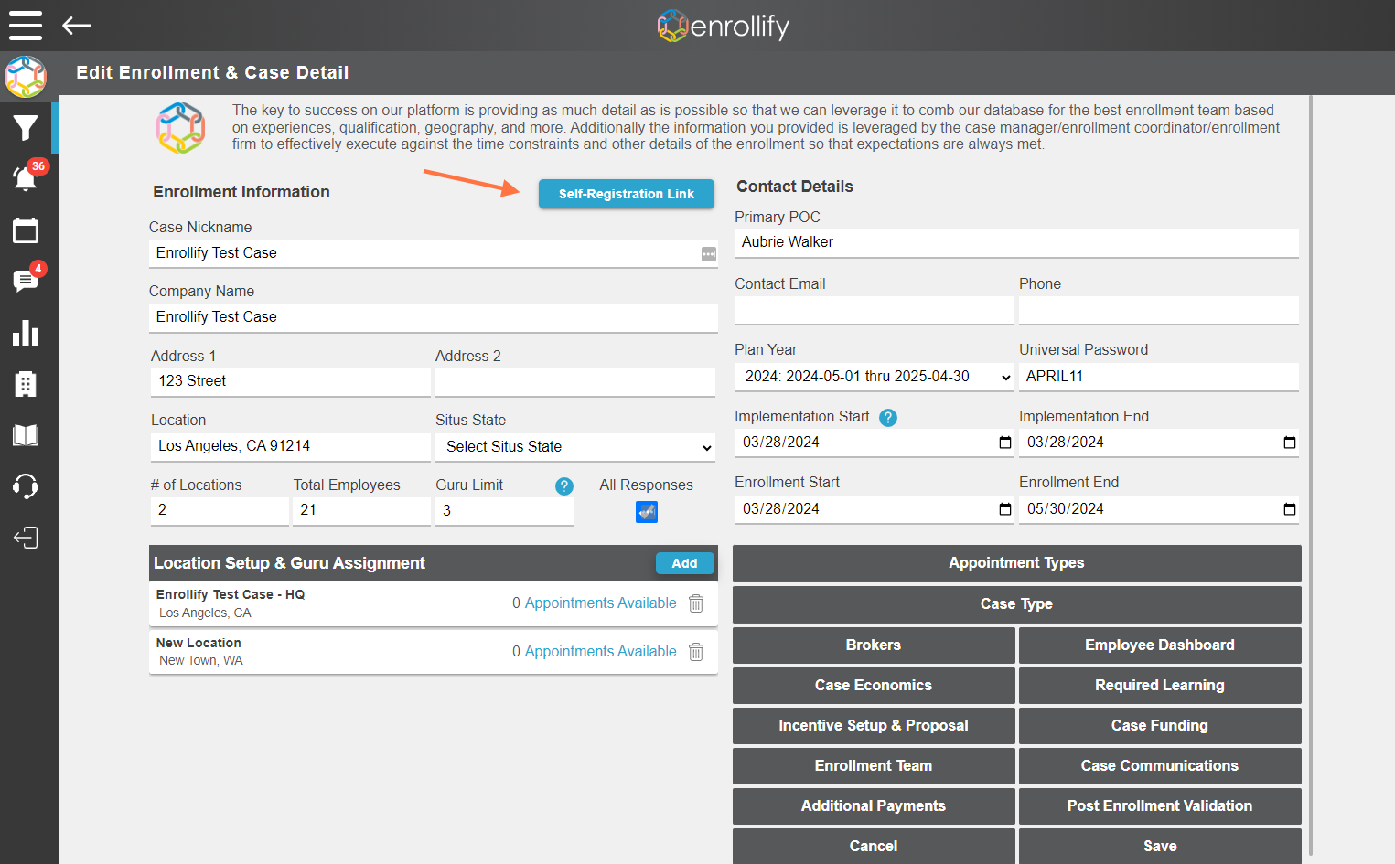 Click on Self-Registration Link