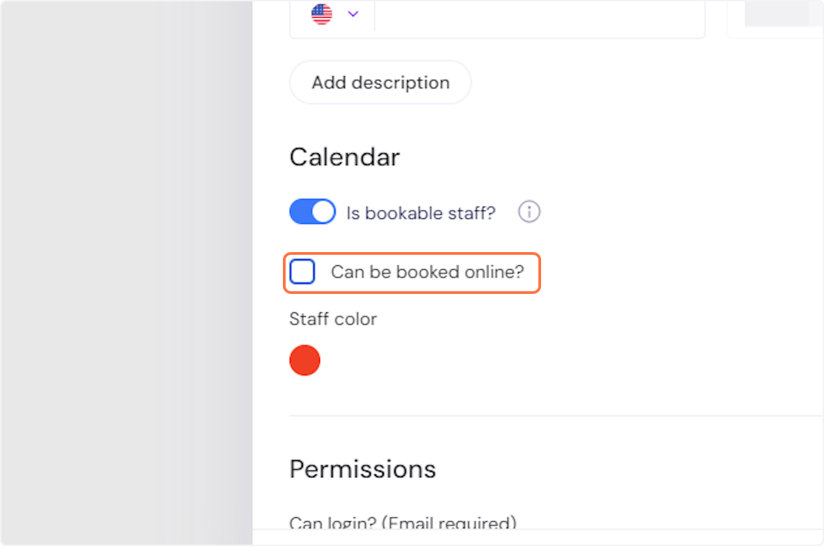 Select the checkbox next to 'Can be booked online?' to OFF