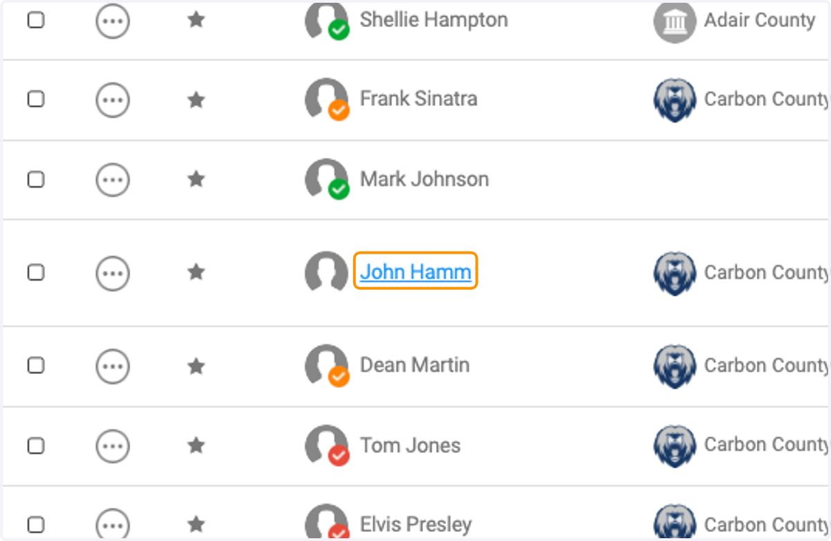 Click on the person you wish to record an interaction