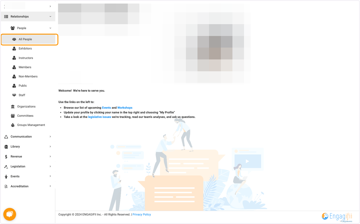 Click on Relationships, People, then All People