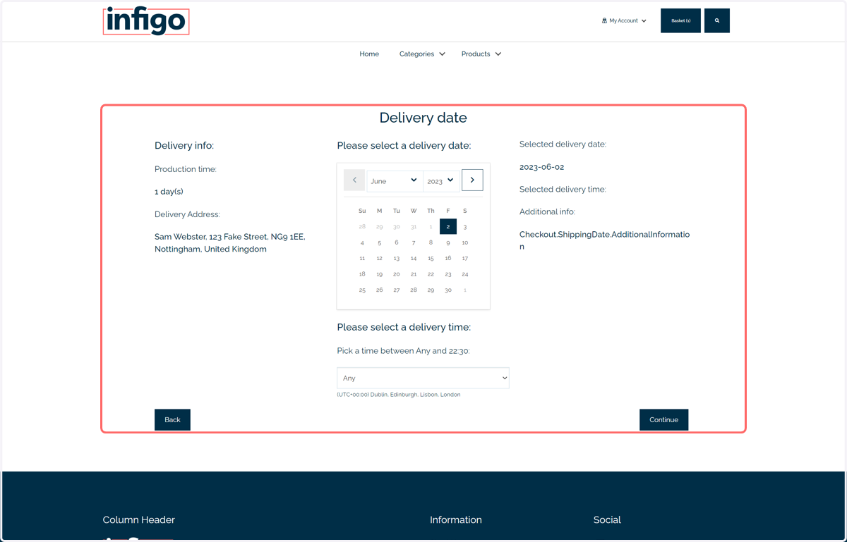 A Delivery Date page will also be displayed