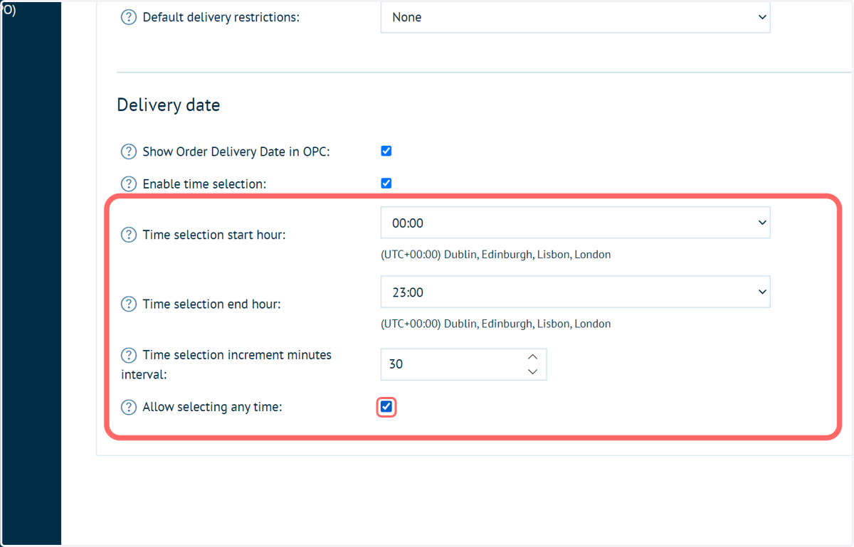 Specify time ranges