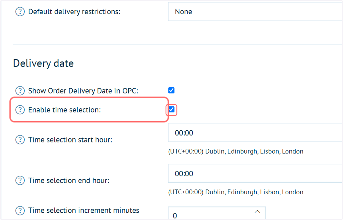 Check Enable time selection
