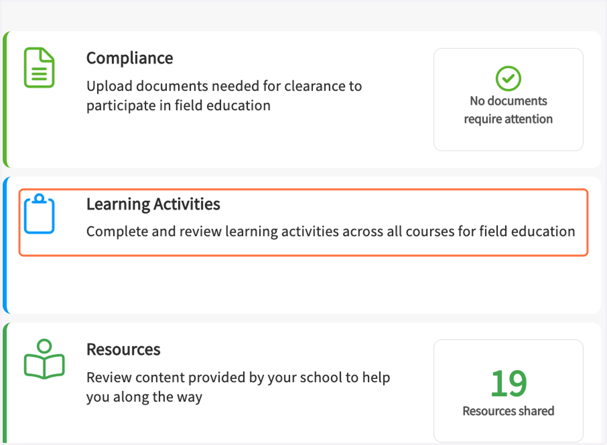 Click on Learning Activities…