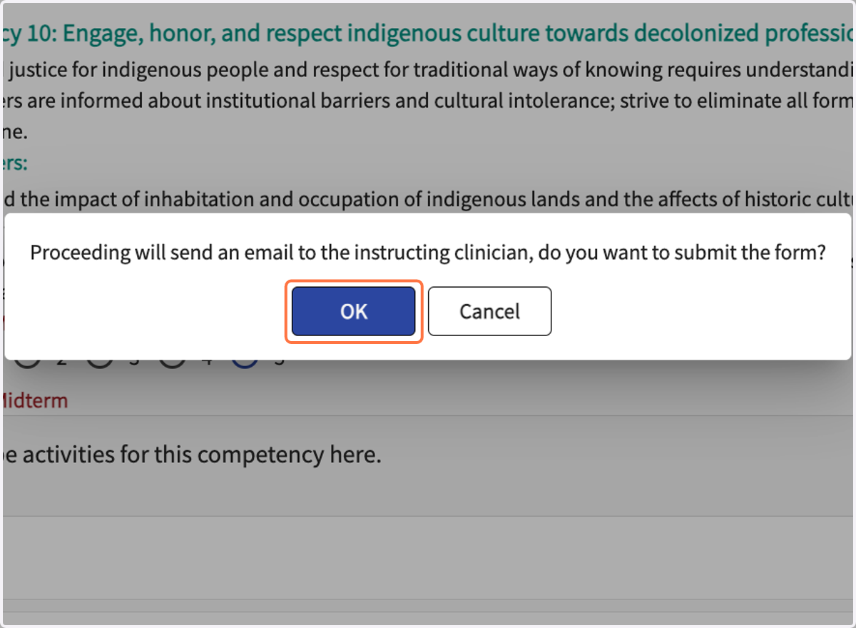 Click on OK in the pop-up window.