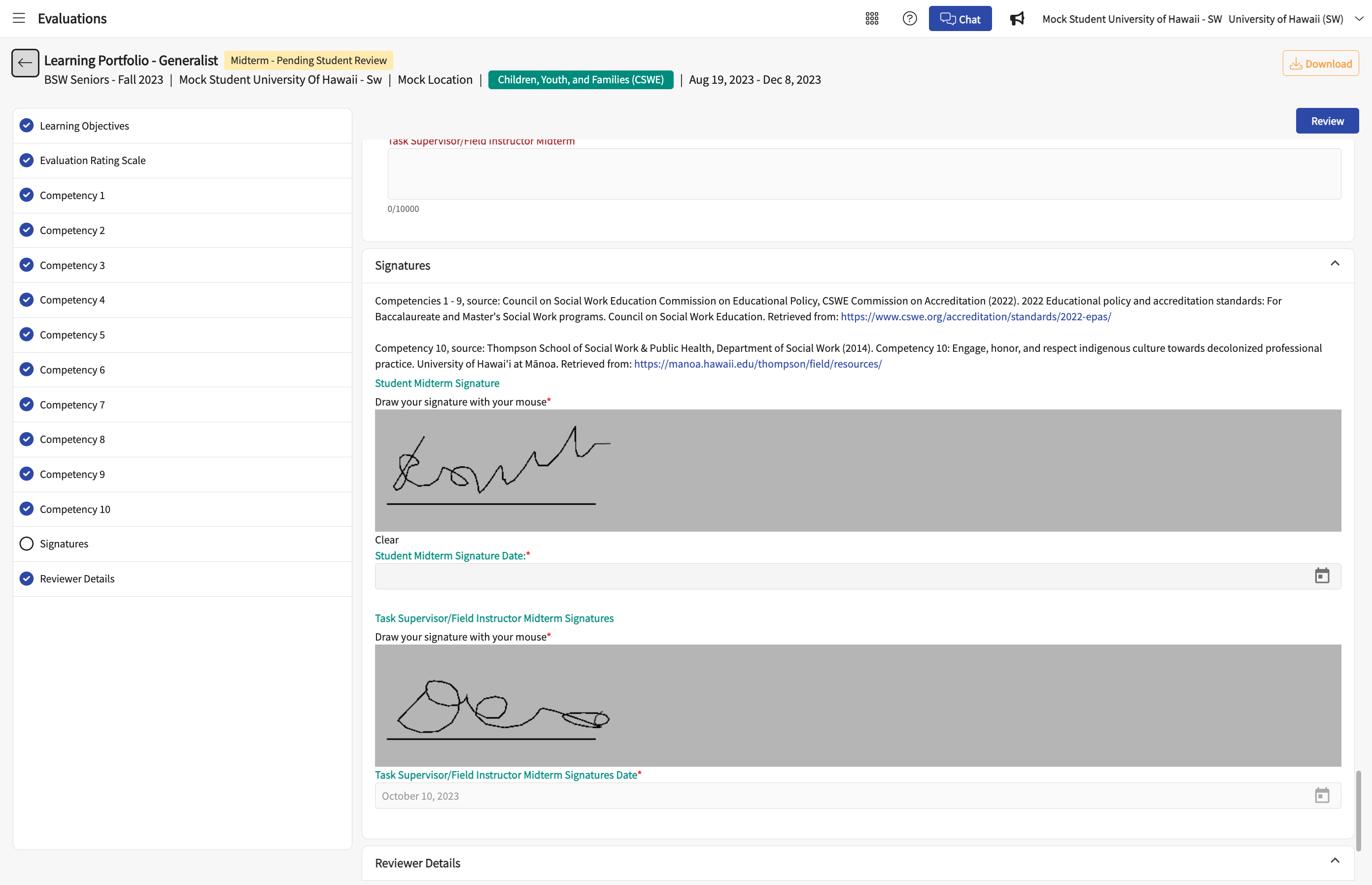 Draw your signature in the student midterm signature box.
