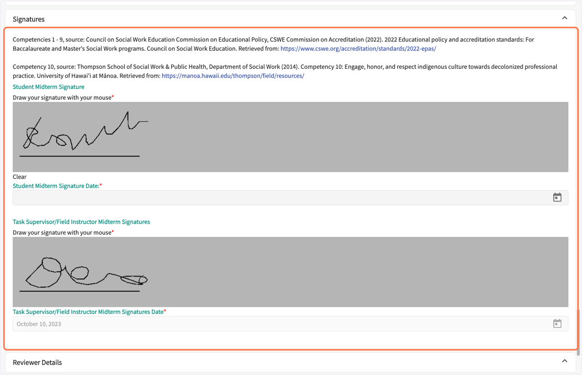 Draw your signature in the student midterm signature box.