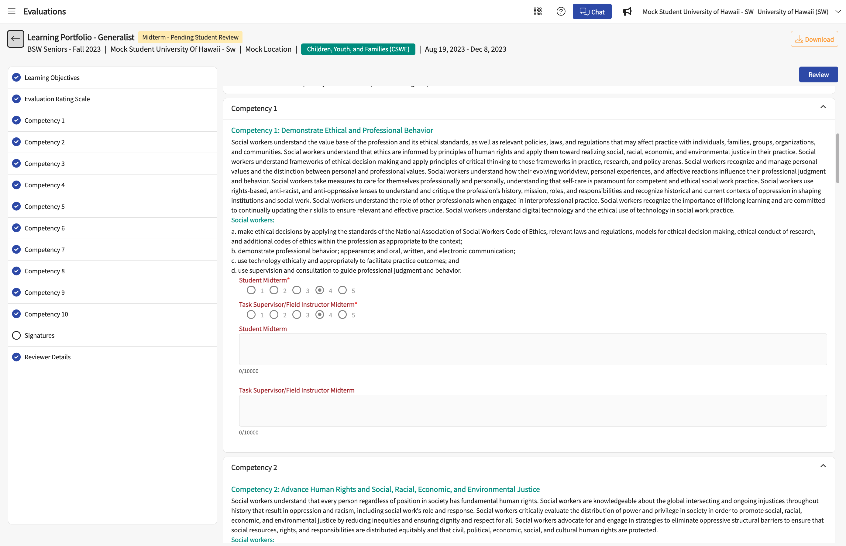 Review the FI's ratings and comments for all the Competencies.